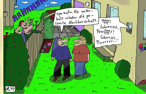 Cartoon: Pfff (medium) by Leichnam tagged pfff,klo,wc,toilette,opa,nachbarschaft,garten,vorgarten,kleinstadt,hahaha