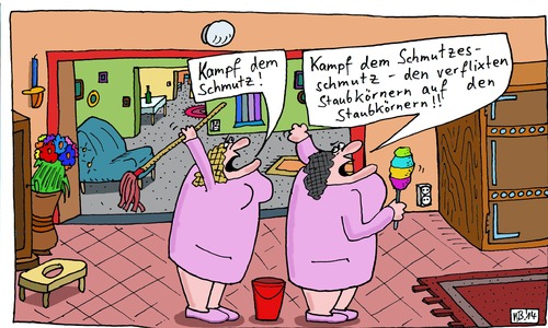 Cartoon: Putzfrauen (medium) by Leichnam tagged putzfrauen,reinigungskräfte,berufung,staub,schmutz,verflixt,wischwasser,staubwedel,zimmer,räume,wohnung