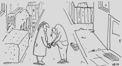 Cartoon: Schnürsenkel (medium) by Leichnam tagged schnürsenkel,schuhband,locker,lose,hilfestellung,räuberleiter