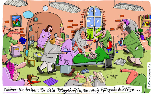 Cartoon: Schön (medium) by Leichnam tagged schön,umdreher,pflege,pflegekräfte,senioren,seniorenheim,hilfe,pflegebedürftige,leichnam,leichnamcartoon