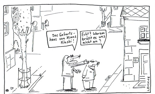 Cartoon: Sehenswürdigkeit (medium) by Leichnam tagged sehenswürdigkeit,in,polen,klaus,kinski,prominent,brüllen,schreien,wutattacken,schauspieler,darsteller,berühmtheit,egozentriker