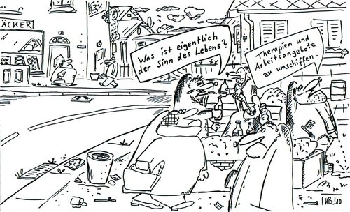 Cartoon: Sinnfrage (medium) by Leichnam tagged sinnfrage,leben,trinken,saufen,vegetieren,arbeitslos,therapie,umschiffen