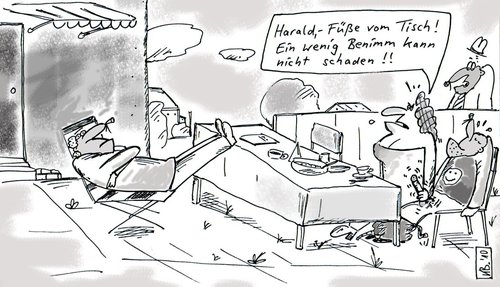 Cartoon: Tischfüße (medium) by Leichnam tagged tisch,füße,wedeln,ehe,leichnam,benimm,anständig,harald