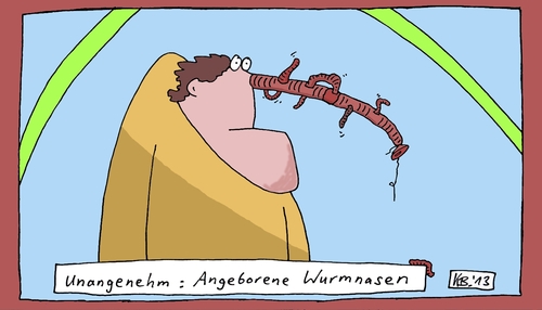 Cartoon: unangenehm (medium) by Leichnam tagged unangenehm,wurmnase,wurstnase,schicksal,laune,der,natur
