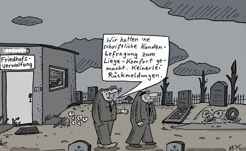 Cartoon: Verwaltung (medium) by Leichnam tagged verwaltung,schriftlich,rückmeldung,komfort,liegen,gräber,kunden,geschäftsführung