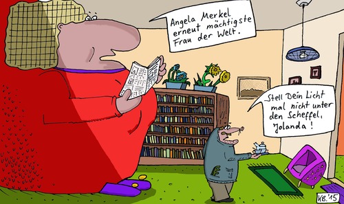 Cartoon: Zeitung (medium) by Leichnam tagged zeitung,angela,merkel,macht,mächtig,licht,scheffel,jolanda,ehe,übergröße