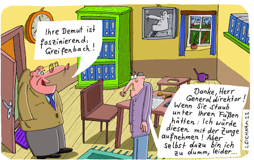 Cartoon: Zunge (medium) by Leichnam tagged zunge,staub,aufnehmen,boss,chef,untergebener,angestellter,büro,greifenbach,demut,unterwürfig,leichnam,leichnamcartoon