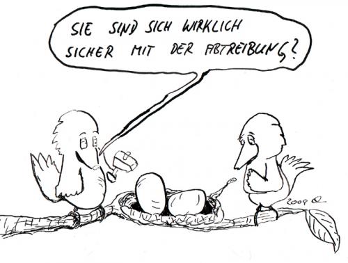 Cartoon: Abtreibung (medium) by kusubi tagged abtreibung,vogel