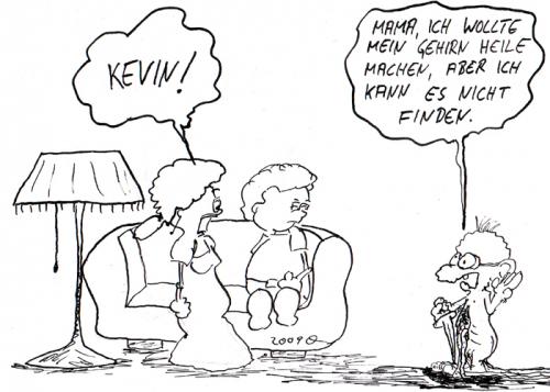 Cartoon: Kevin! (medium) by kusubi tagged kevin,behinderung,gehirn,därme,splatter,eltern,kinder,dumm,idiot