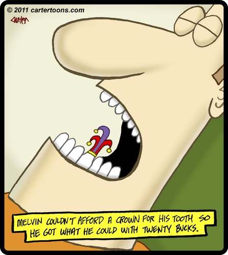 Cartoon: Jester Tooth (medium) by cartertoons tagged teeth,mouth,dentist,dental,crown,tooth,jester