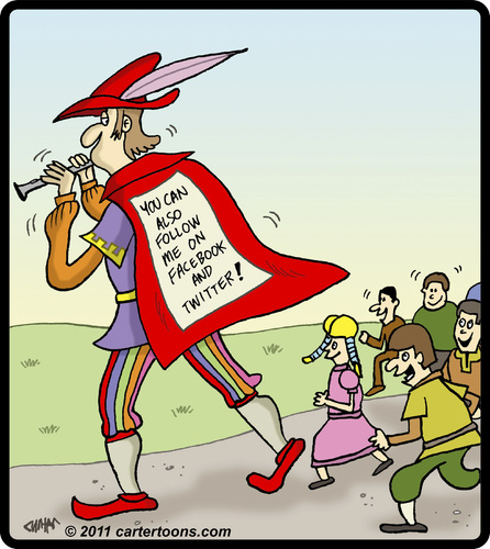 Cartoon: Pied Piper Followers (medium) by cartertoons tagged follow,twitter,facebook,children,hamelin,piper,pied