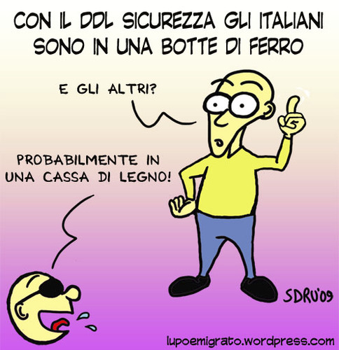 Cartoon: DDL sicurezza (medium) by sdrummelo tagged ddl,sicurezza,lega,nord,razzismo,xenofobia