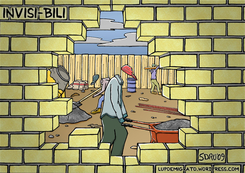 Cartoon: Invisible workers (medium) by sdrummelo tagged undeclared,workers,italy,construction,site,society