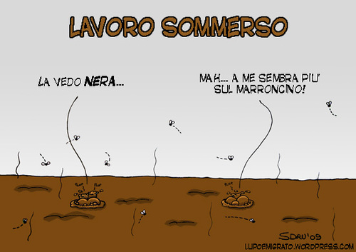 Cartoon: Lavoro Sommerso (medium) by sdrummelo tagged undeclared,workers,italy,construction,site,society,italia,laovor,nero,mondo,sommerso