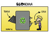 Cartoon: ECOnomy (small) by sdrummelo tagged recycling,trash,bin,cash,money,business,education,ecology,environment,economy