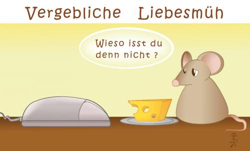 Cartoon: Vergebliche Liebesmüh (medium) by Fubuki tagged mouse,animal,computer,technik,pc,maus,käse,cheese,love,liebe,essen,food