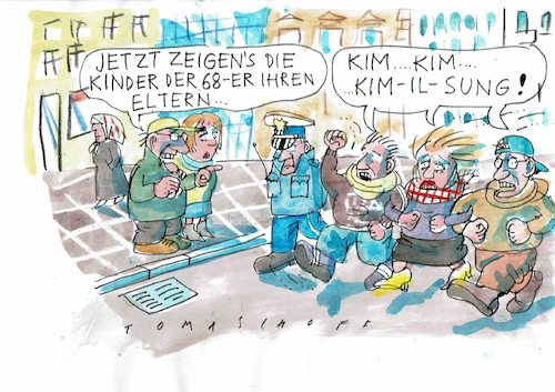 Cartoon: 68er (medium) by Jan Tomaschoff tagged alt,68er,verehrung,diktaturen,alt,68er,verehrung,diktaturen