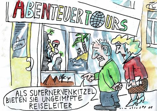 Cartoon: Abenteuer (medium) by Jan Tomaschoff tagged reisen,infektioenen,impfungen,reisen,infektioenen,impfungen