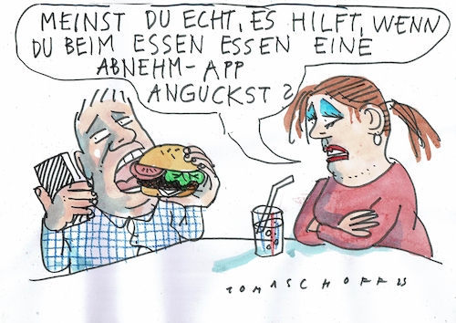 Cartoon: Abnehmapp (medium) by Jan Tomaschoff tagged gesundheit,übergewicht,app,gesundheit,übergewicht,app