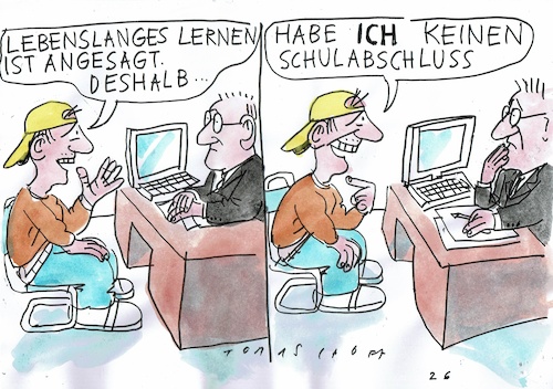 Cartoon: Abschluss (medium) by Jan Tomaschoff tagged schule,abbrecher,bildung,schule,abbrecher,bildung
