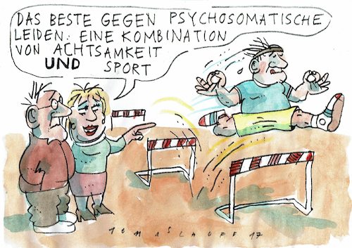 Cartoon: Achtsamer Sport (medium) by Jan Tomaschoff tagged gesundheit,stress,gesundheit,stress