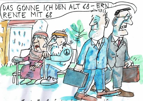 Cartoon: Achtundsechziger (medium) by Jan Tomaschoff tagged generationen,achtundsechziger,generationen,achtundsechziger