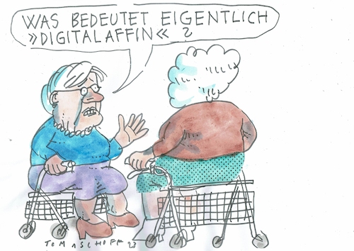 Cartoon: affin (medium) by Jan Tomaschoff tagged imtermet,computer,senioren,imtermet,computer,senioren