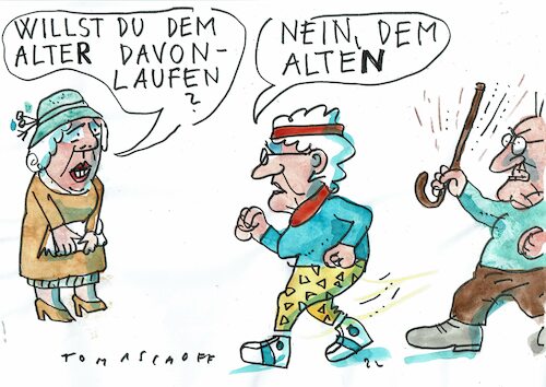 Cartoon: Alter (medium) by Jan Tomaschoff tagged bewegung,alter,streit,partner,bewegung,alter,streit,partner