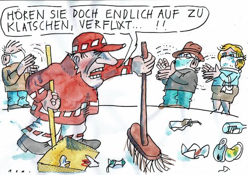 Cartoon: Applaus (medium) by Jan Tomaschoff tagged corona,dienstleister,berufe,corona,dienstleister,berufe