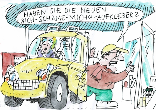 Cartoon: Aufkleber (medium) by Jan Tomaschoff tagged auto,suv,energiewende,umwelt,auto,suv,energiewende,umwelt