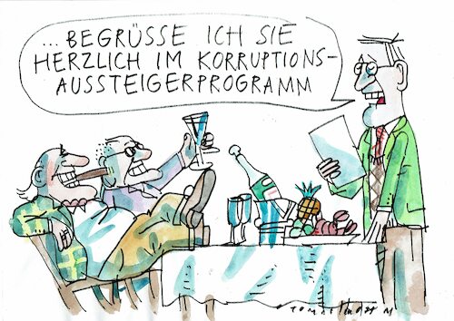 Cartoon: Aussteiger (medium) by Jan Tomaschoff tagged korruption,strafverfolgung,korruption,strafverfolgung