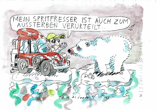 Cartoon: Aussterben (medium) by Jan Tomaschoff tagged umwelt,klima,auto,umwelt,klima,auto