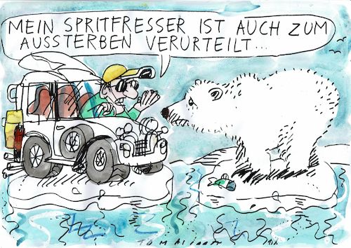 Cartoon: aussterben (medium) by Jan Tomaschoff tagged umwelt,autos,eisbär,umwelt,autos,eisbär