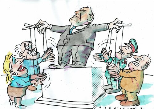 Cartoon: Autokrat (medium) by Jan Tomaschoff tagged autokrat,unterwerfung,gleichschaltung,autokrat,unterwerfung,gleichschaltung