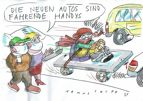Cartoon: Autos (medium) by Jan Tomaschoff tagged autos,computer,handy,digitalisierung,autos,computer,handy,digitalisierung