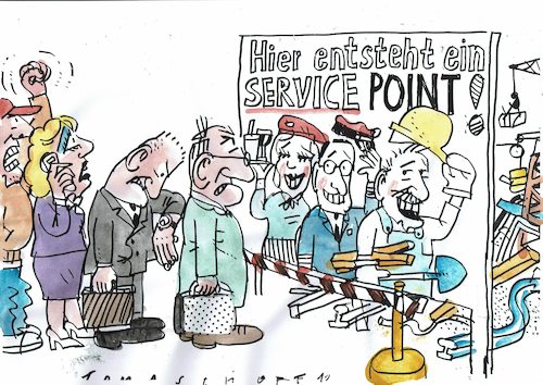 Cartoon: Bahnservice (medium) by Jan Tomaschoff tagged bahn,schienennetz,service,bahn,schienennetz,service