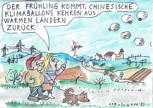 Cartoon: Ballons (medium) by Jan Tomaschoff tagged spionage,china,ballon,spionage,china,ballon