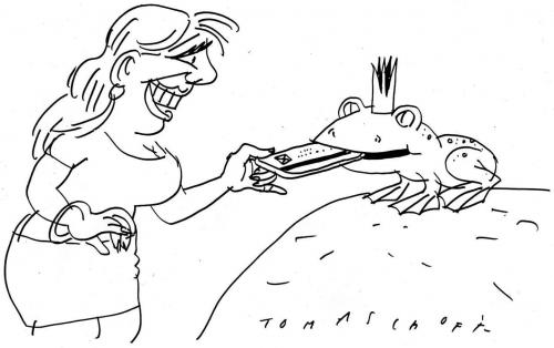 Cartoon: Bargeldlose Liebe (medium) by Jan Tomaschoff tagged froschkönig