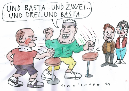 Cartoon: Basta (medium) by Jan Tomaschoff tagged scholz,ampel,richtlinienkompetenz,scholz,ampel,richtlinienkompetenz