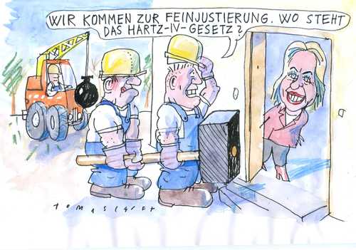 Cartoon: Baustelle (medium) by Jan Tomaschoff tagged bvg,urteil,hartz4,menschenwürdig