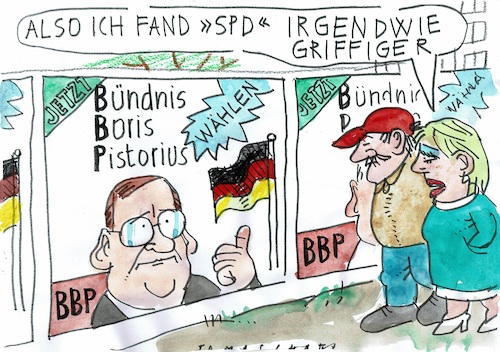 Cartoon: BBP (medium) by Jan Tomaschoff tagged spd,pistorius,wahdebakel,spd,pistorius,wahdebakel