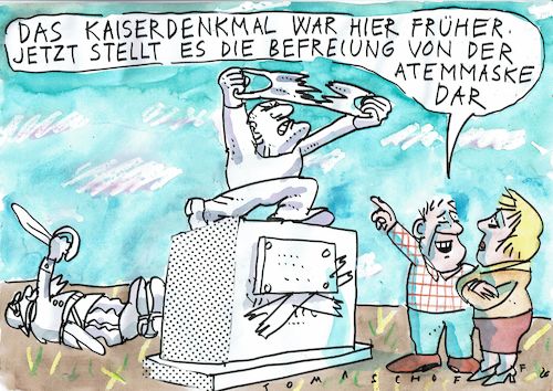 Cartoon: Befreiung (medium) by Jan Tomaschoff tagged corona,atemmaske,corona,atemmaske