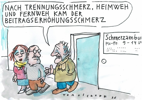 Cartoon: Beitrag (medium) by Jan Tomaschoff tagged gesundheit,kosten,kassenbeitrag,schmerz,gesundheit,kosten,kassenbeitrag,schmerz