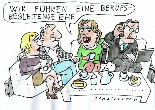 Cartoon: berufsbegleitend (medium) by Jan Tomaschoff tagged job,freizeit,stress,job,freizeit,stress