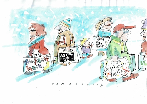 Cartoon: Bescheidenheit (medium) by Jan Tomaschoff tagged weihnachten,spenden,konsum,umwelt,weihnachten,spenden,konsum,umwelt