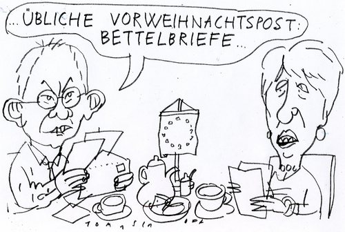 Cartoon: Bettelbriefe (medium) by Jan Tomaschoff tagged weihnachten,bettelbriefe