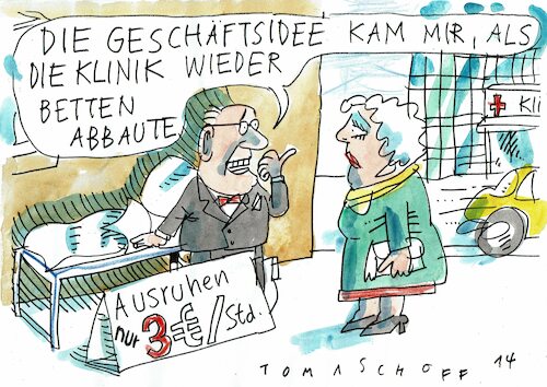 Cartoon: Bettenabbau (medium) by Jan Tomaschoff tagged kliniken,bettenabbau,gesundheitswesen,kliniken,bettenabbau,gesundheitswesen