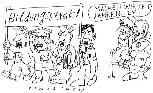 Cartoon: Bildungsstreik (medium) by Jan Tomaschoff tagged studentenstreik,uni,studium,bildung,bachelor
