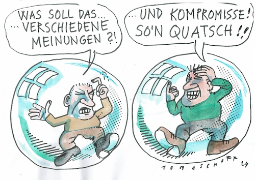 Cartoon: Blasen (medium) by Jan Tomaschoff tagged diskurs,toleranz,vielfalt,demokratie,diskurs,toleranz,vielfalt,demokratie