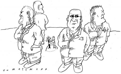 Cartoon: Bodyguards (medium) by Jan Tomaschoff tagged bodyguards,natur,klimawandel,waldsterben,regenwald